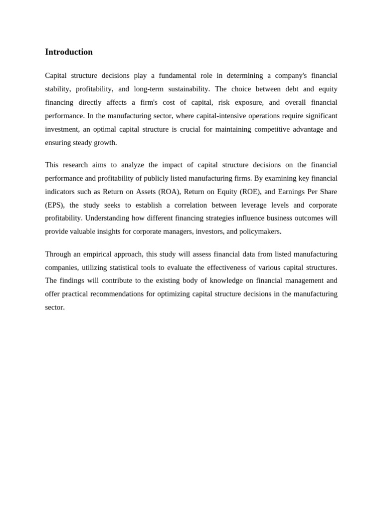 Impact of Capital Structure on Manufacturing Profitability | PDF ...