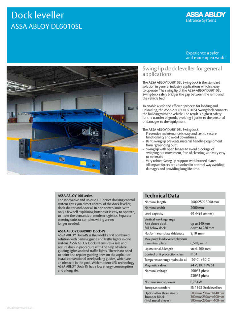ASSA ABLOY DL6010SL Dock Leveller Guide | PDF | Electric Power ...