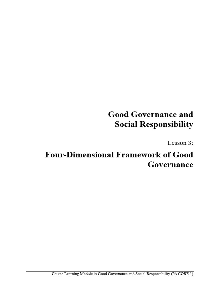 Four-Dimensional Good Governance Framework | PDF | Governance | Government