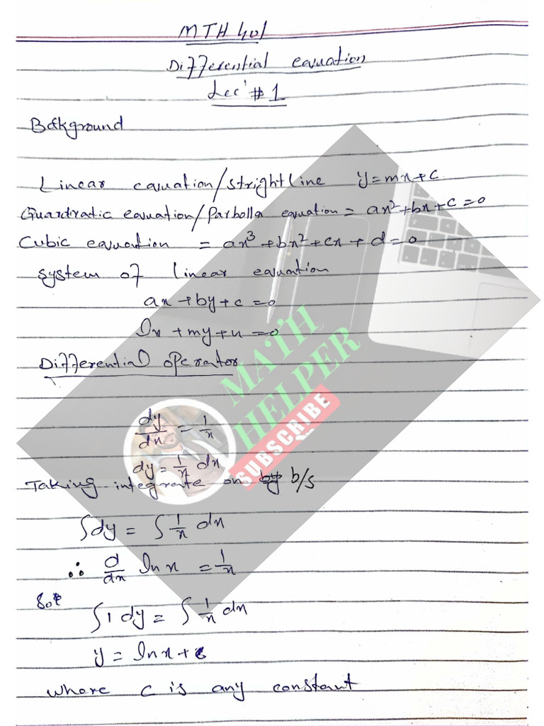 MTH 401 Lecture 1-12 by Math Helper | PDF