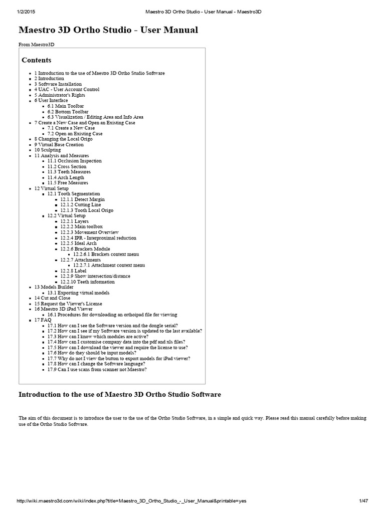 Maestro 3D Ortho Studio User Manual | PDF | Computing | Software
