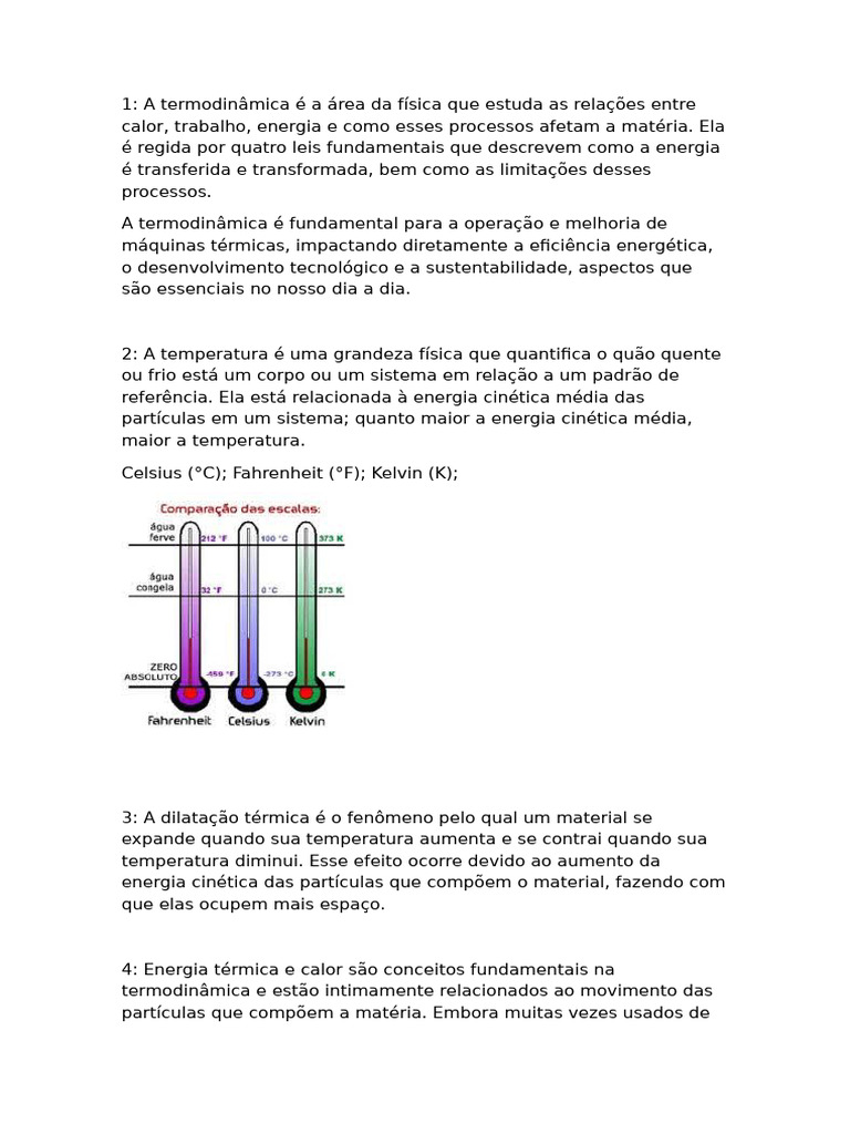 Fundamentos da Termodinâmica e Calor | PDF | Temperatura | Calor