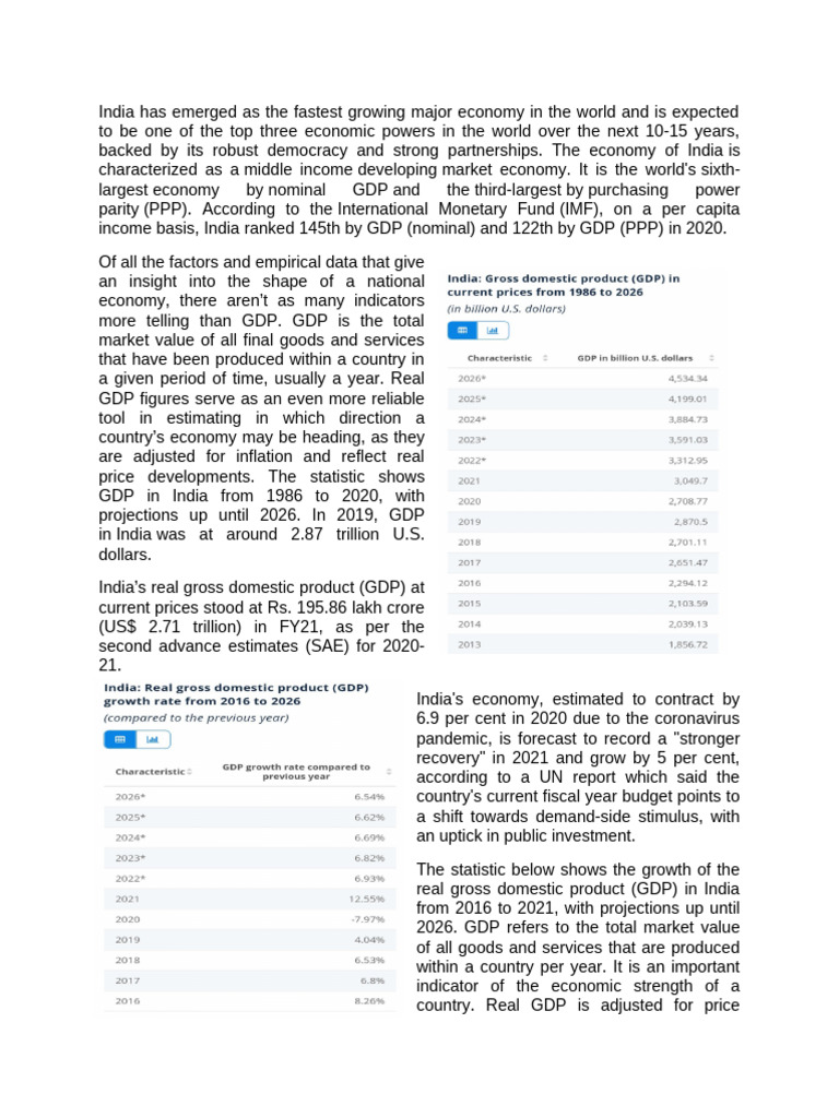 India's Economic Growth and GDP Trends | PDF | Gross Domestic Product ...