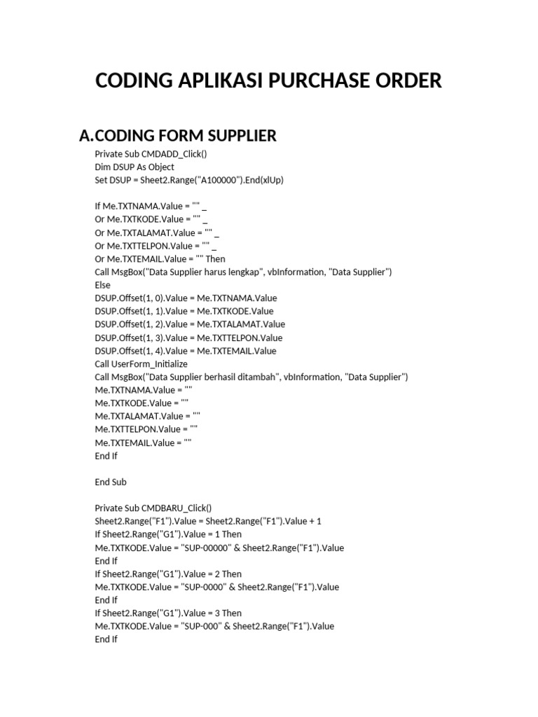 Purchase Order Application Coding | PDF | Computer Programming