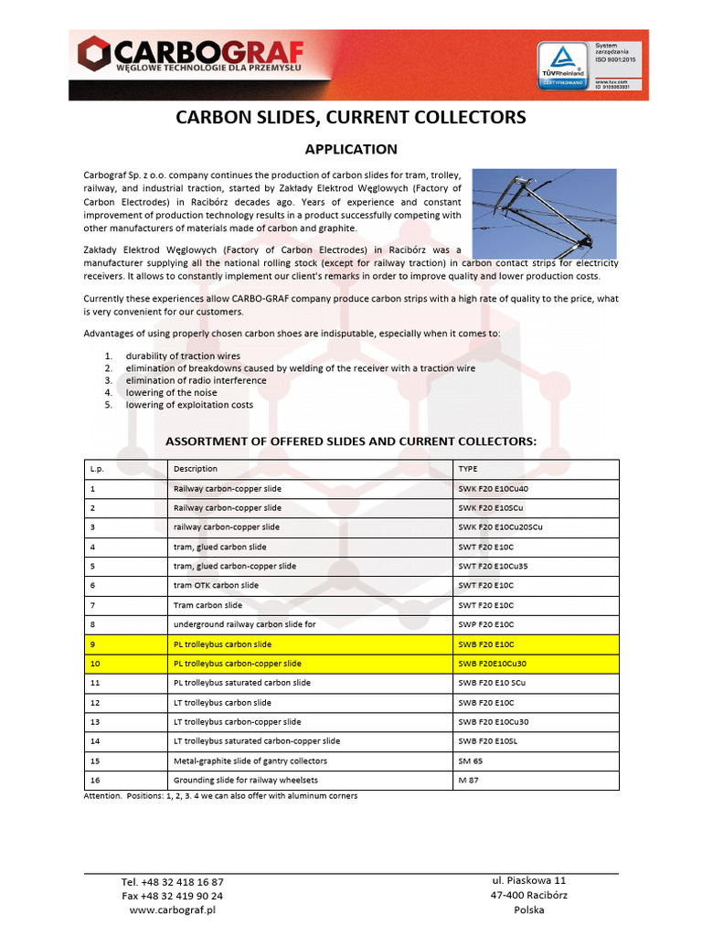 Carbon Slides and Current Collectors Guide | PDF | Rail Transport ...