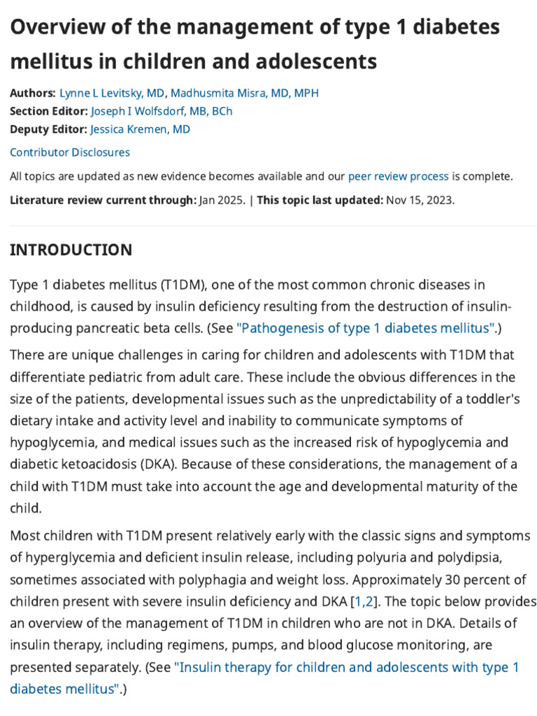 Management of A Child With T1DM | PDF | Diabetes | Diabetes Management