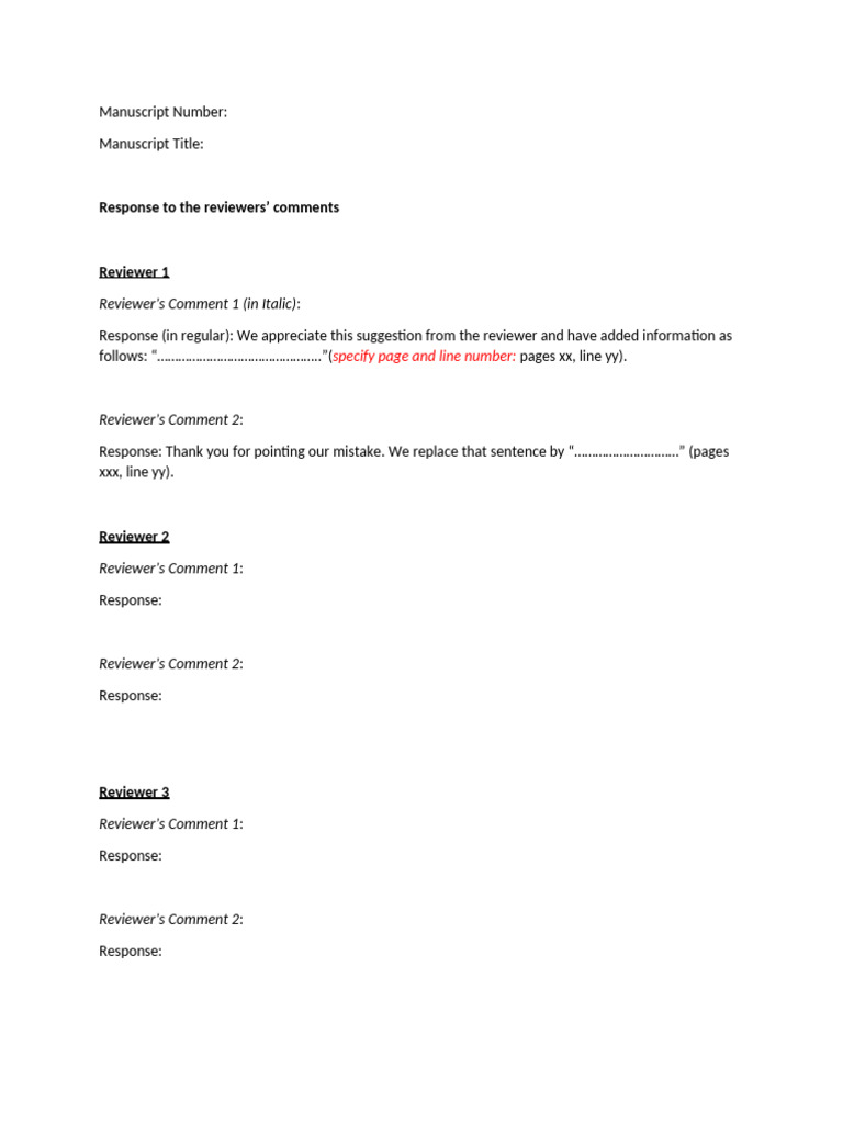 Response Template (MPR) | PDF
