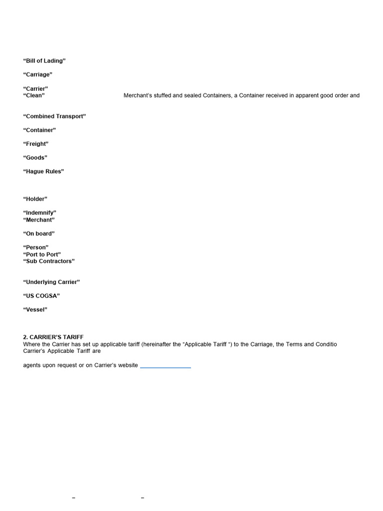 CMA CGM Bill of Lading Terms | PDF | Bill Of Lading | Cargo
