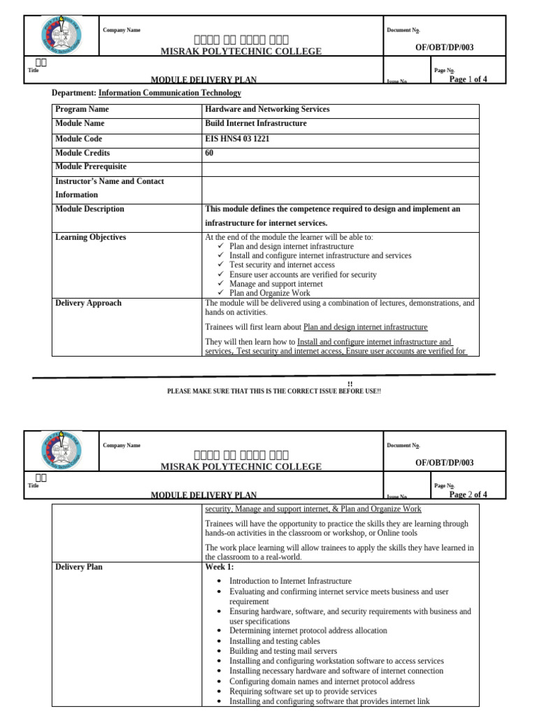 Internet Infrastructure Module Plan | PDF | Internet | Software