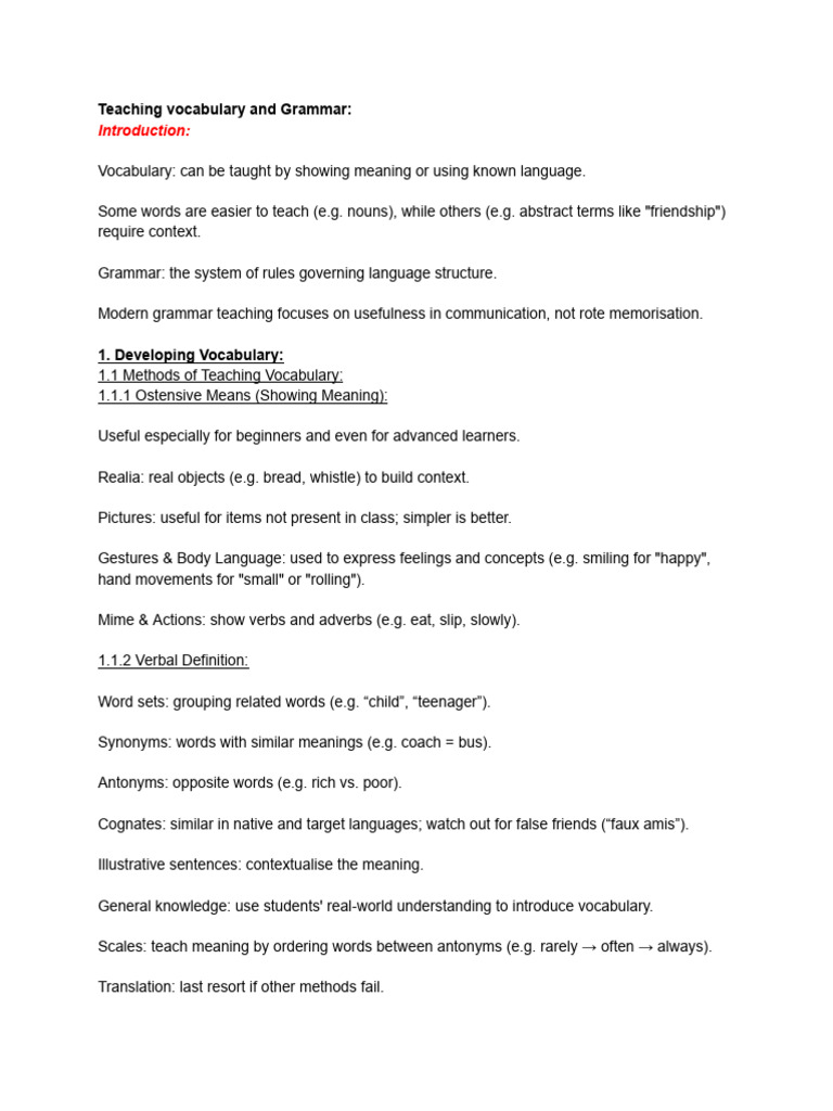 Teaching Vocabulary and Grammar | PDF | Vocabulary | Semantics