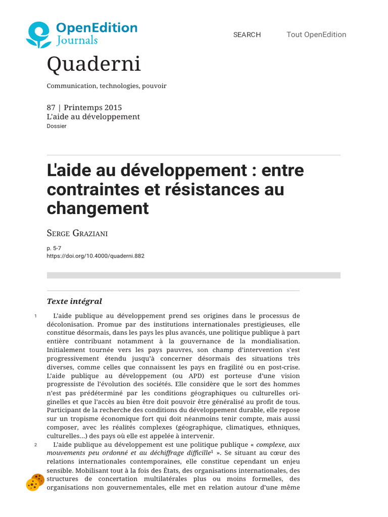 Aide au développement : contraintes et résistances | PDF ...