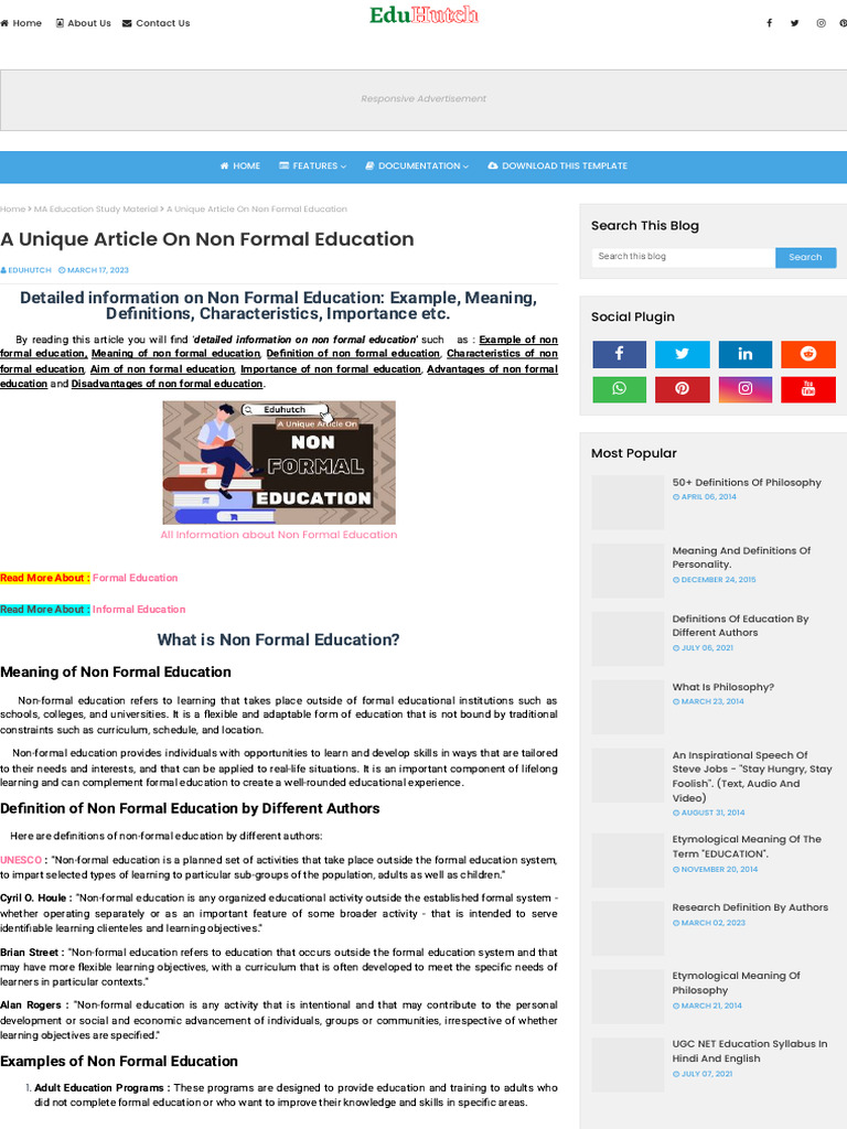 Non-Formal Education Overview Guide | PDF | Learning | Lifelong Learning