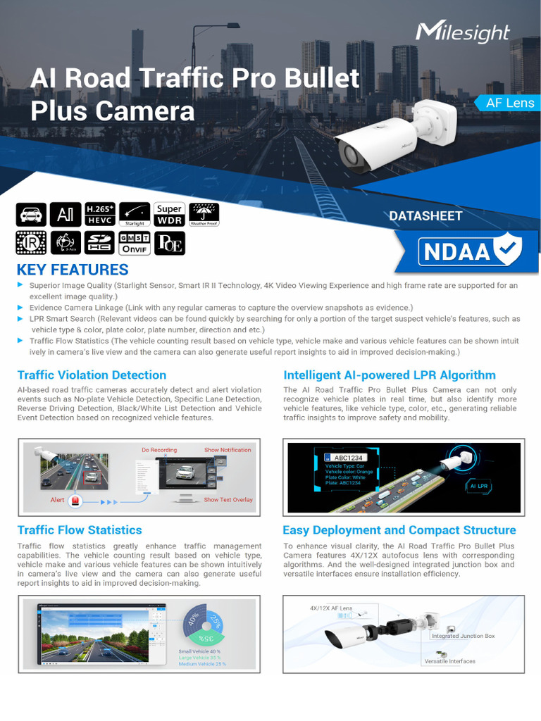 AI Road Traffic Pro Bullet Plus Camera | PDF | Camera Lens | Camera