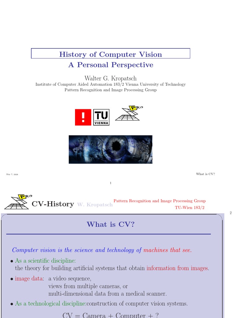 History of Computer Vision a Personal Perspective Computer Vision