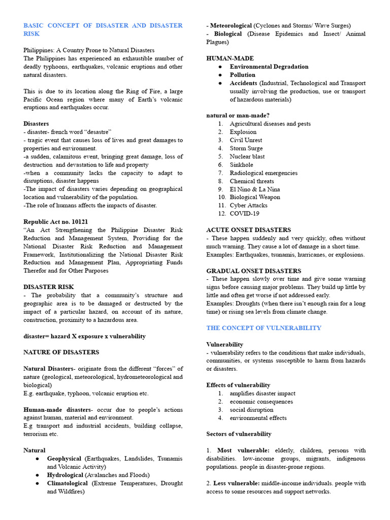 Disaster Risk and Vulnerability in the Philippines | PDF | Natural ...