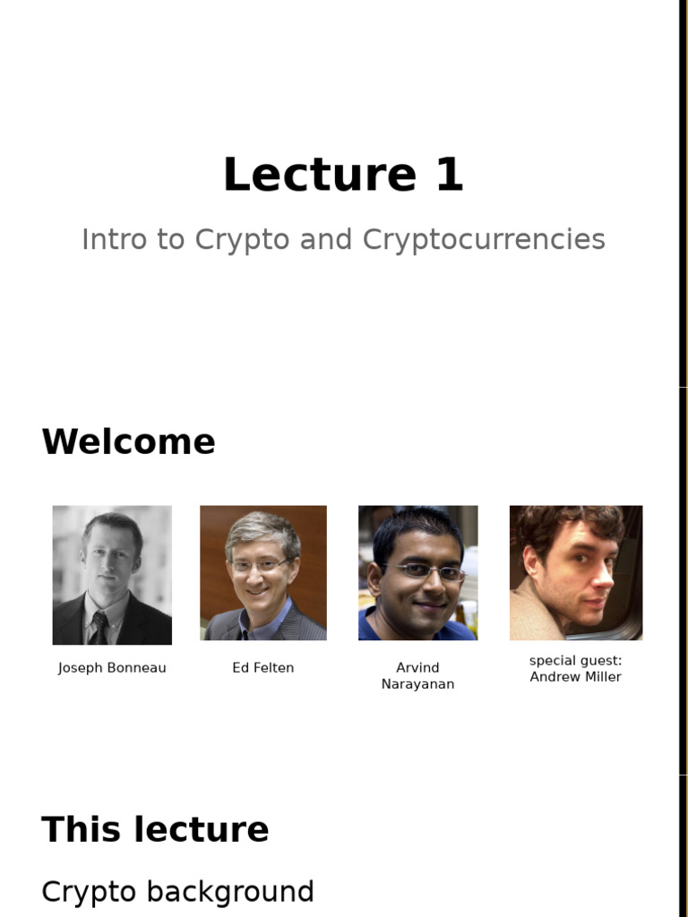 Bitcoin MOOC Lecture 1 | PDF | Cryptography | Military Communications