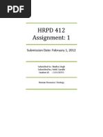 HRPD 412 Assignment: 1: Submission Date: February 1, 2012