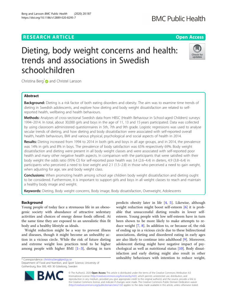 Trends in Dieting Among Swedish Youth | PDF | Obesity | Body Image