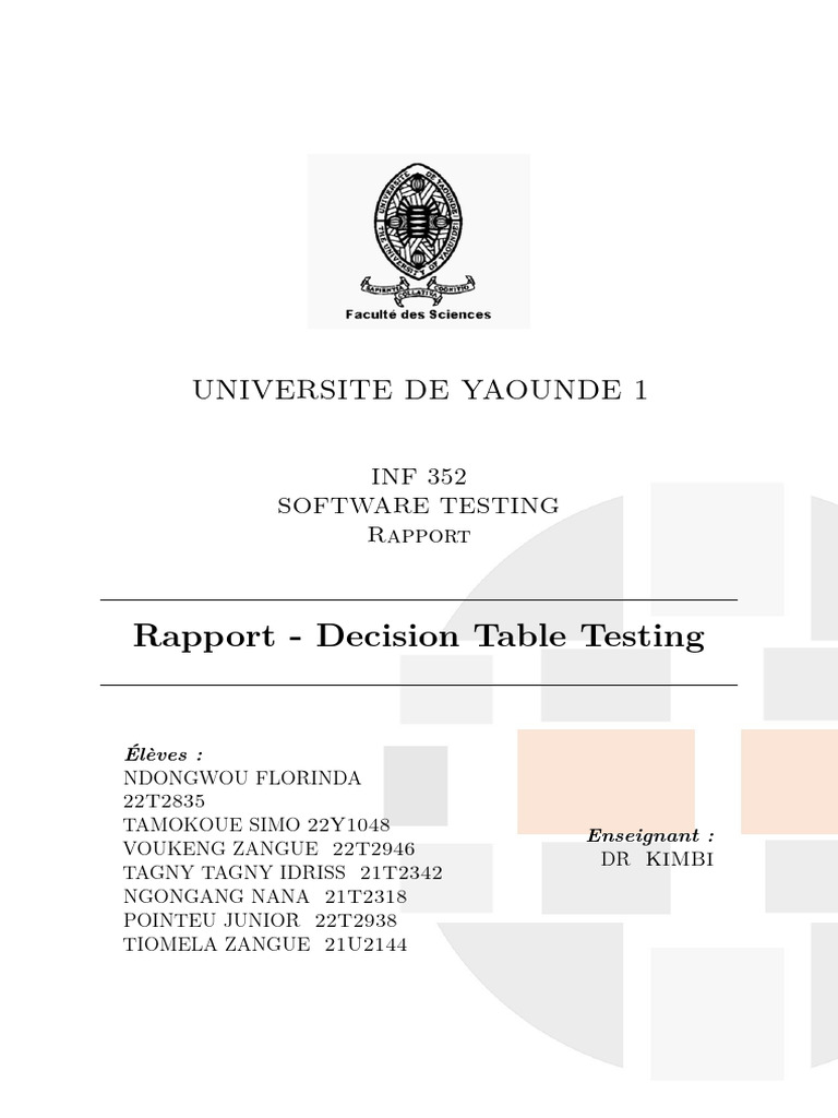 Rapport sur le Test de Table de Décision | PDF