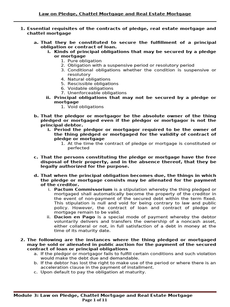 Understanding Pledge and Mortgage Laws | PDF | Mortgage Law | Foreclosure