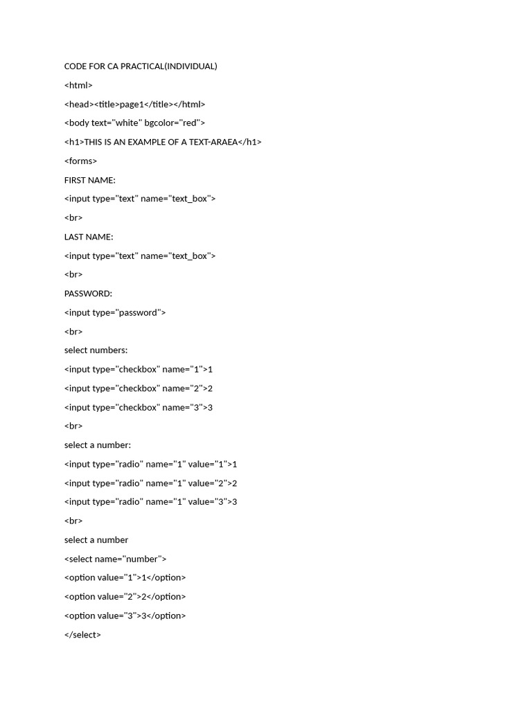 CA Practical Code Example | PDF