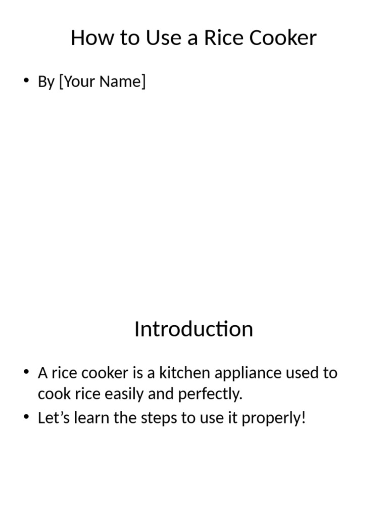 How To Use A Rice Cooker | PDF