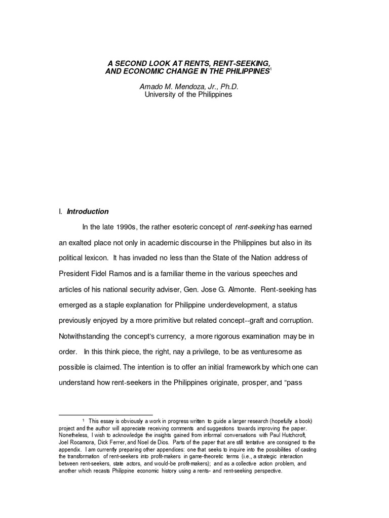 Rent Seeking and Economic Change in The | PDF | Economics | Economies