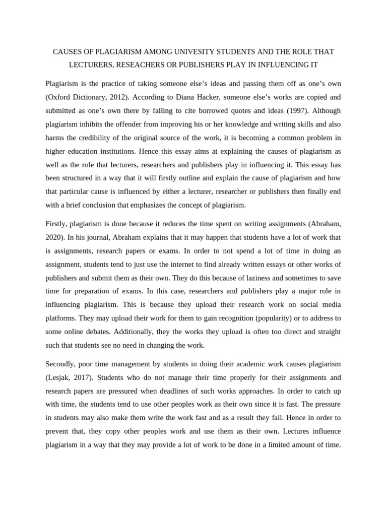 Causes of Plagiarism in Students | PDF | Plagiarism | Essays