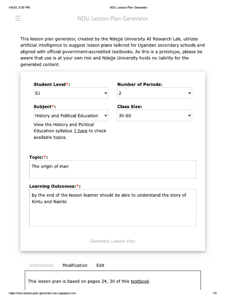 History Lesson Plan | PDF