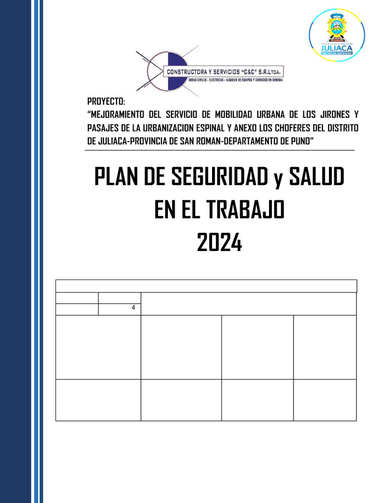 Plan de Seguridad y Salud 2024 | PDF | Seguridad y salud ocupacional ...