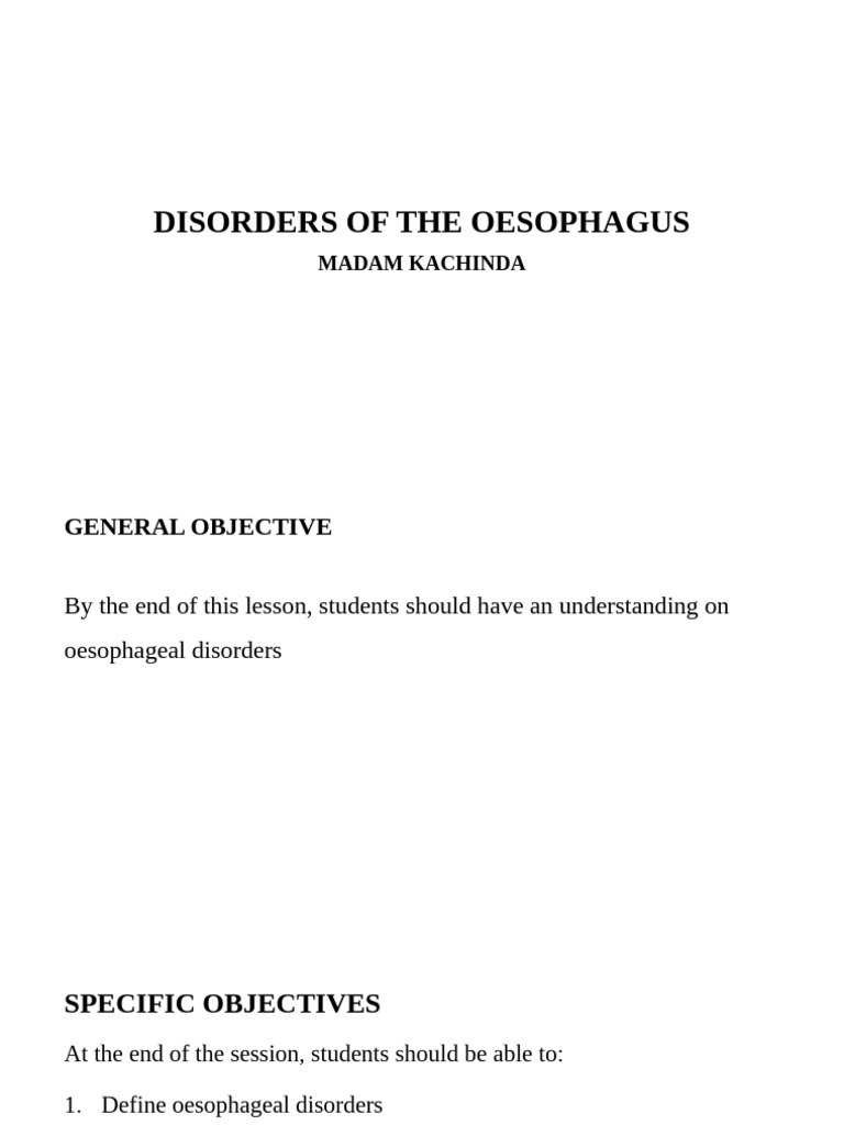 Disorders of The Oesophagus 1,2 (Autosaved) | PDF | Esophagus ...