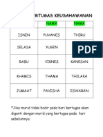 Jadual Bertugas Keusahawanan