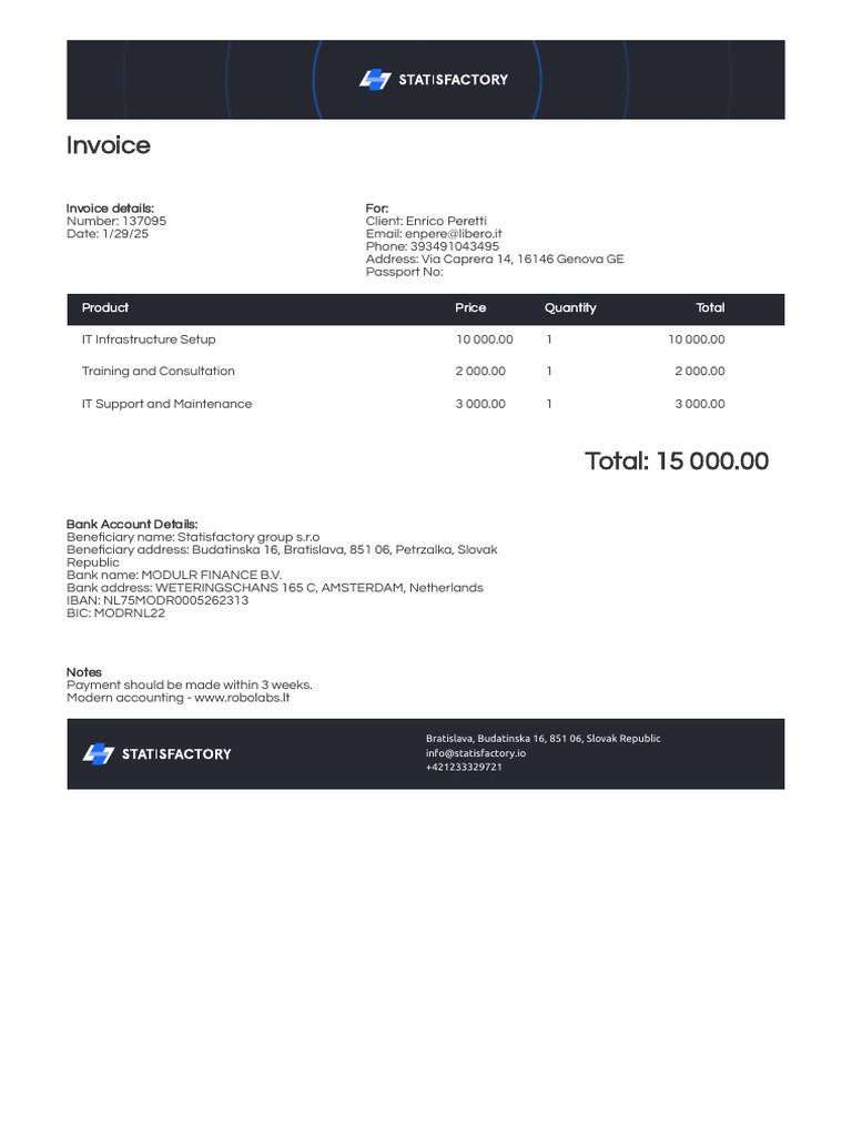 Statisfactory Invoice 137095 | PDF