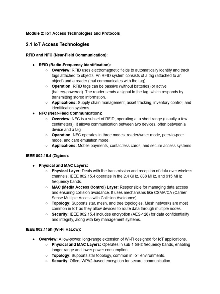 IoT Access Technologies Overview | PDF | Computer Network | Radio ...