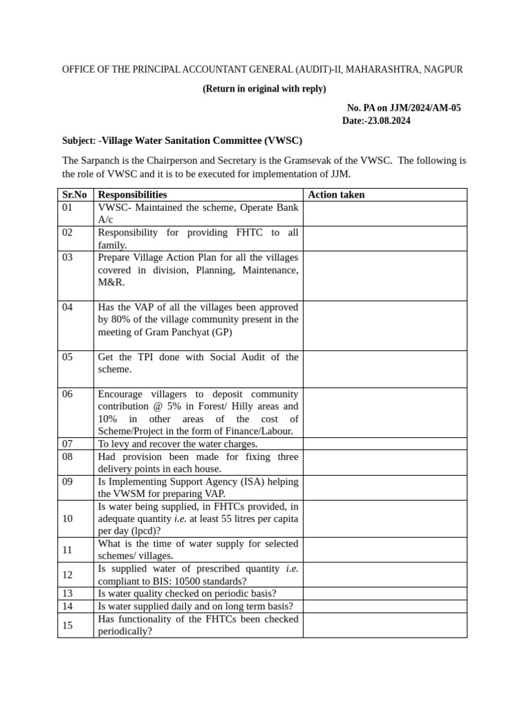 VWSC Responsibilities and Guidelines | PDF | Water Quality | Water Supply