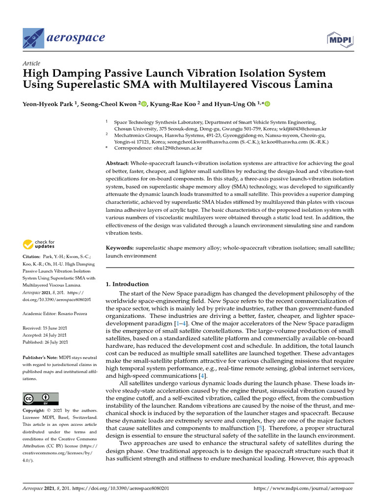 High Damping Vibration Isolation for Satellites | PDF | Mechanical ...