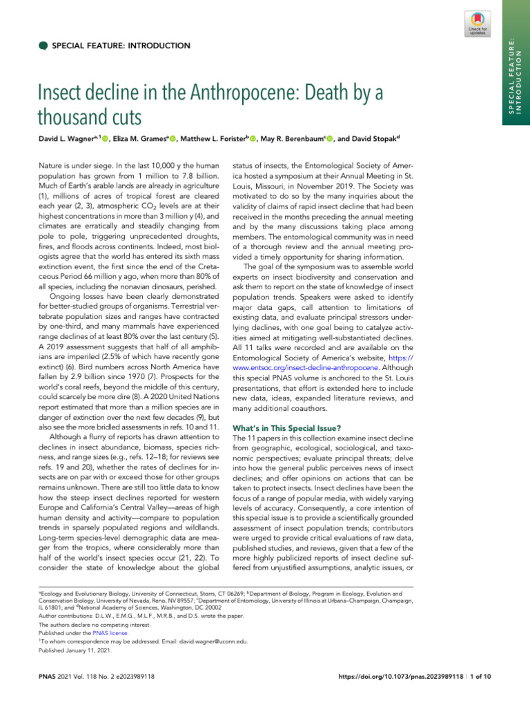 Insect Decline in the Anthropocene | PDF | Bees | Agriculture