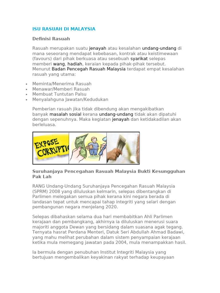 Isu Rasuah Di Malaysia | PDF