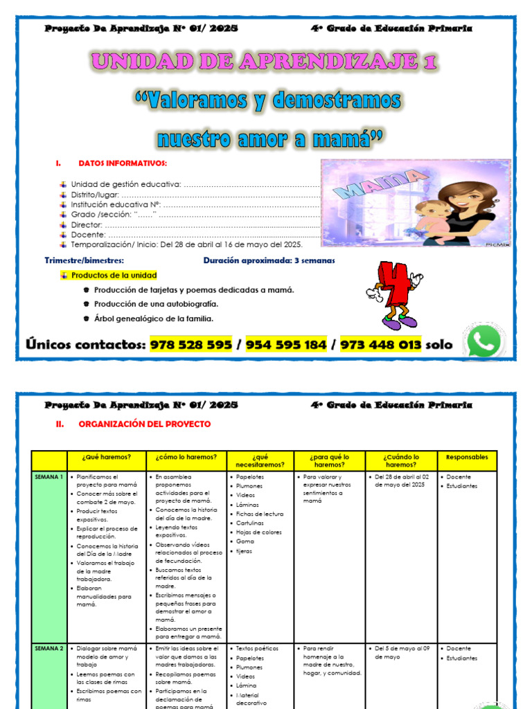 4° Grado Unidad de Aprendizaje 1 - 2025 | PDF | Sustracción | Aprendizaje