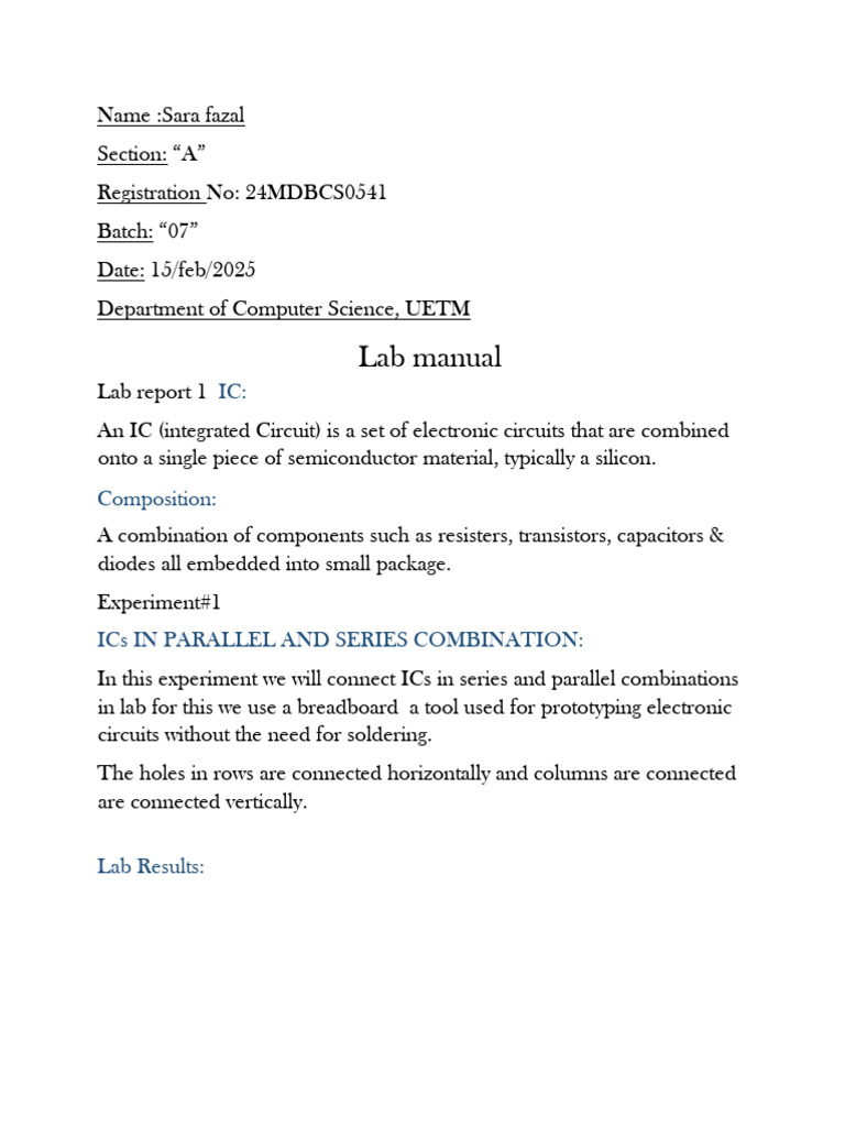 Digital Logic Design Lab Reports | PDF | Logic Gate | Electronic Circuits