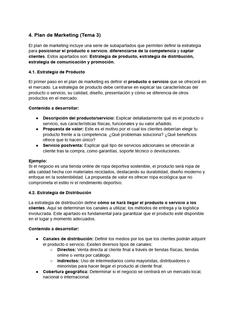 Ficha UT 3 Plan de Marketing | PDF | Marketing | Producto (Negocio)