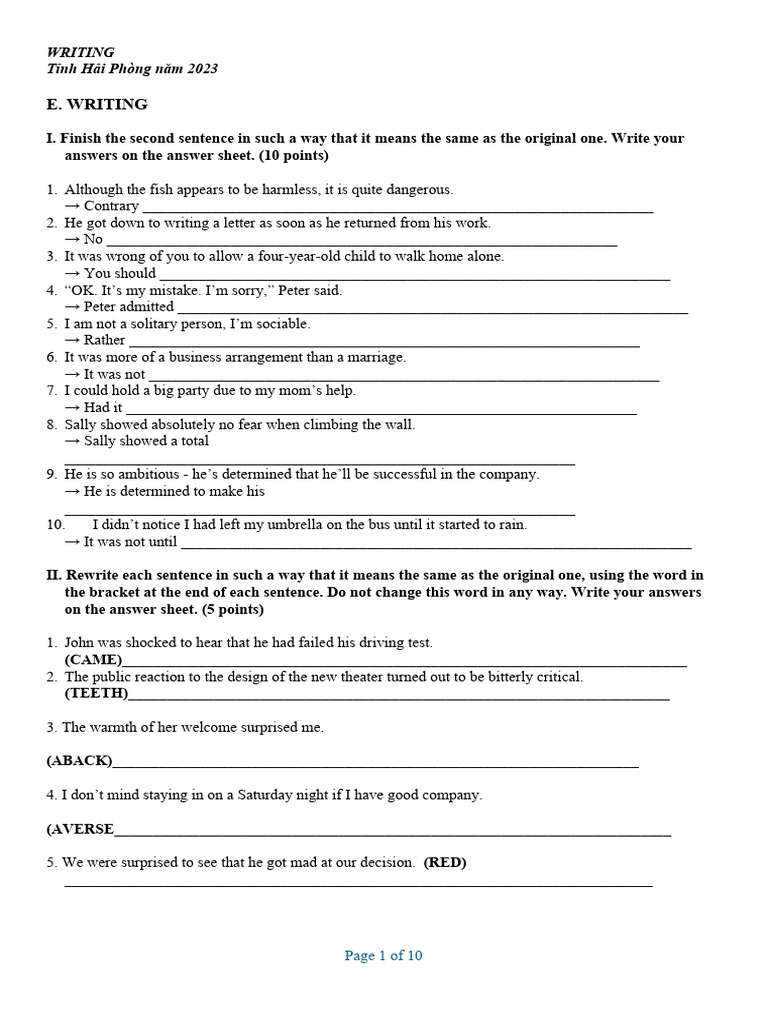 Writing Exercises for Language Skills | PDF | Essays