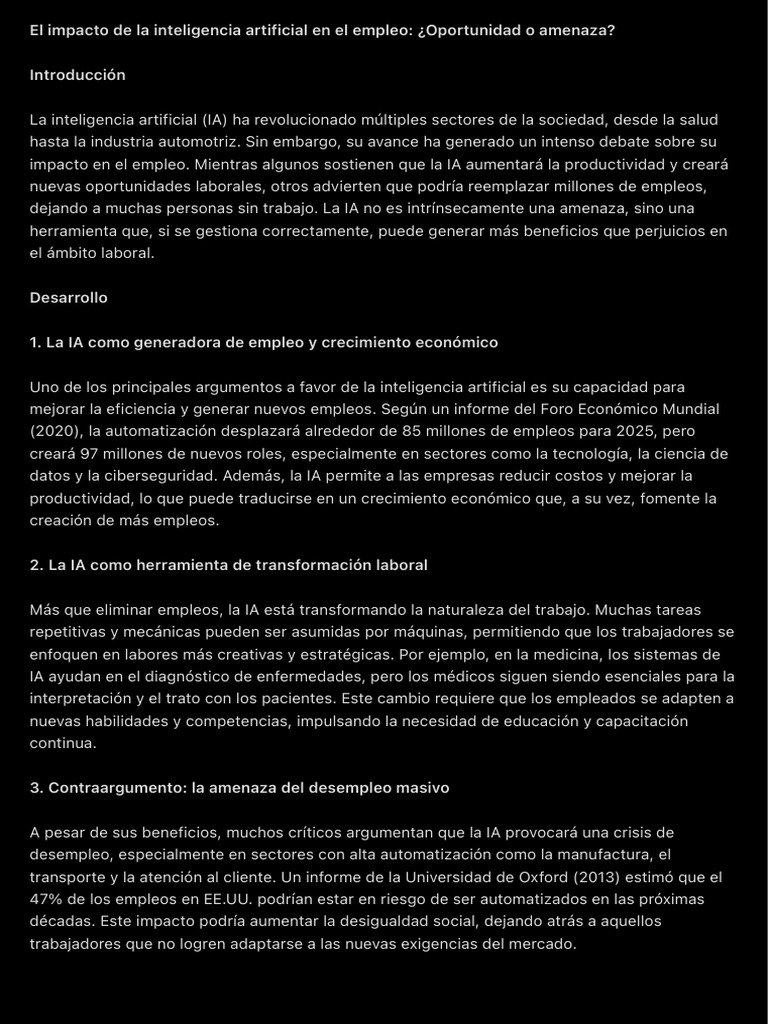 El impacto de la inteligencia artificial en el empleo ¿Oportunidad ...