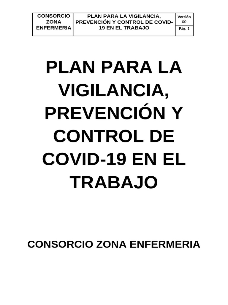 Plan para La Vigilancia Prevención y Control Del COVID-19 en El Trabajo ...
