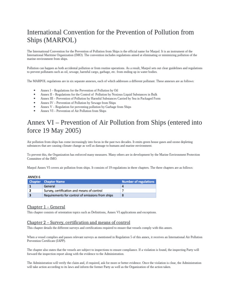 MARPOL Annex VI: Air Pollution Regulations | PDF | Fuel Oil | Exhaust Gas