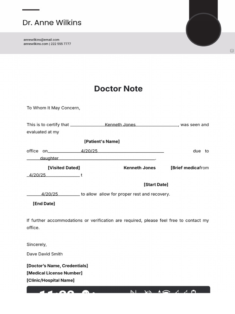 Free Doctor Note Template | PDF