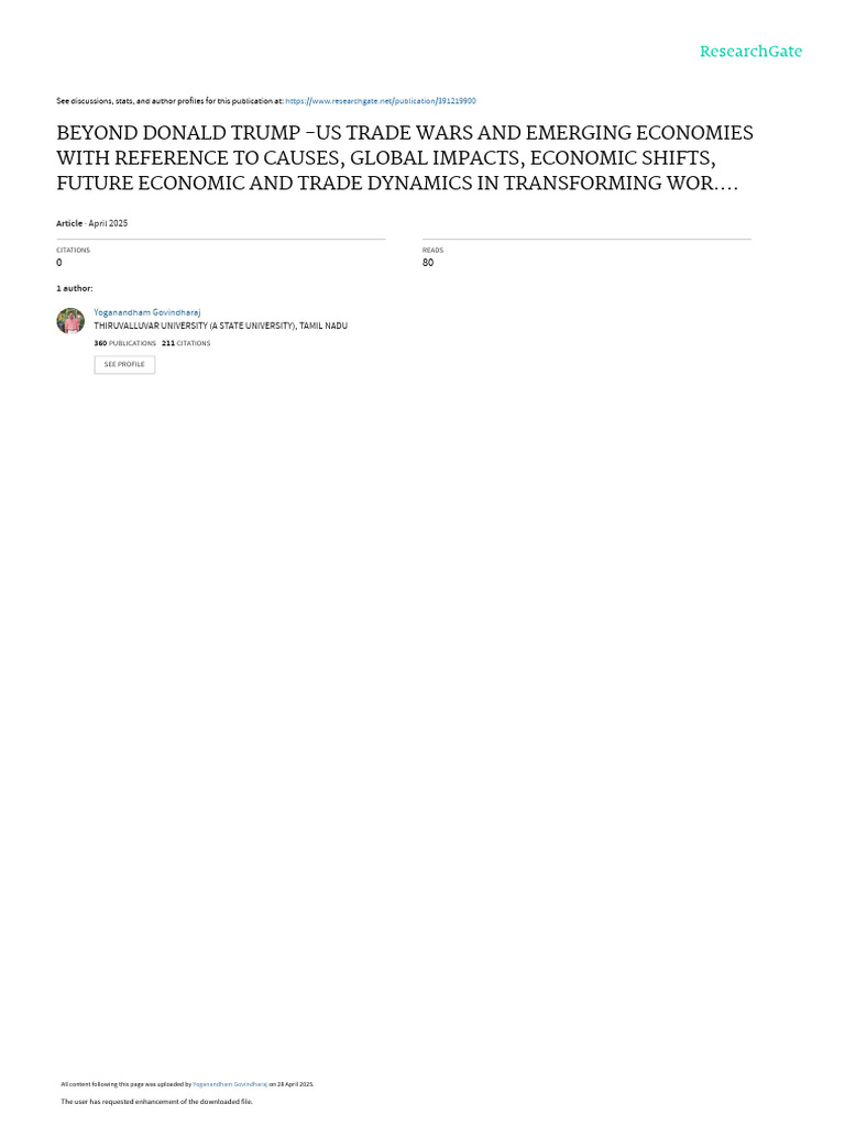 US Trade Wars and Emerging Economies Insights | PDF | Econometrics ...