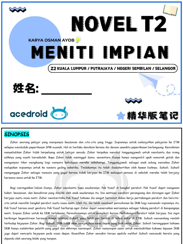 Latar Masyarakat dalam Novel Meniti Impian | PDF