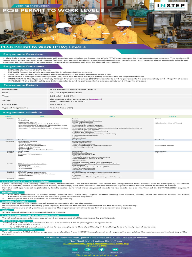 PCSB PTW Level 3 Training Overview | PDF | Occupational Safety And ...