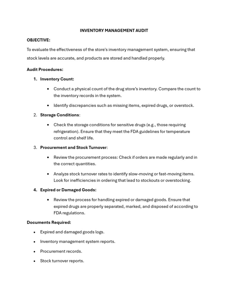 Inventory Management Audit Guide | PDF